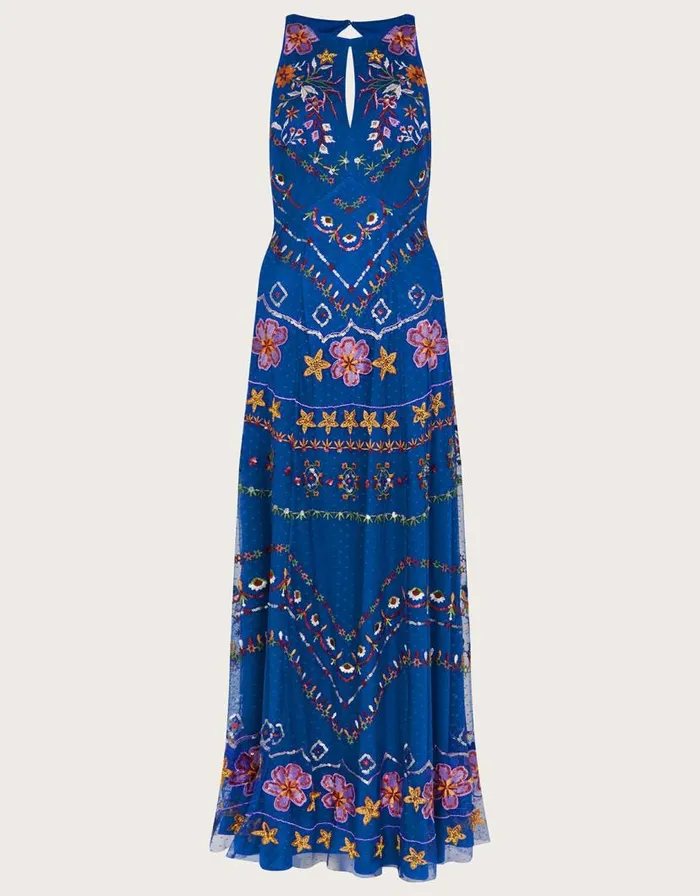 Monsoon Theodora Embroidered Maxi Dress Blue Women Occasionwear Monsoon Theodora Embroidered Maxi Dress Blue Women Occasionwear