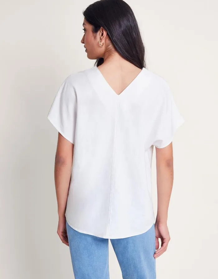 Monsoon Viola VNeck Pintuck TShirt White Women Tops and Blouses Monsoon Viola VNeck Pintuck TShirt White Women Tops and Blouses