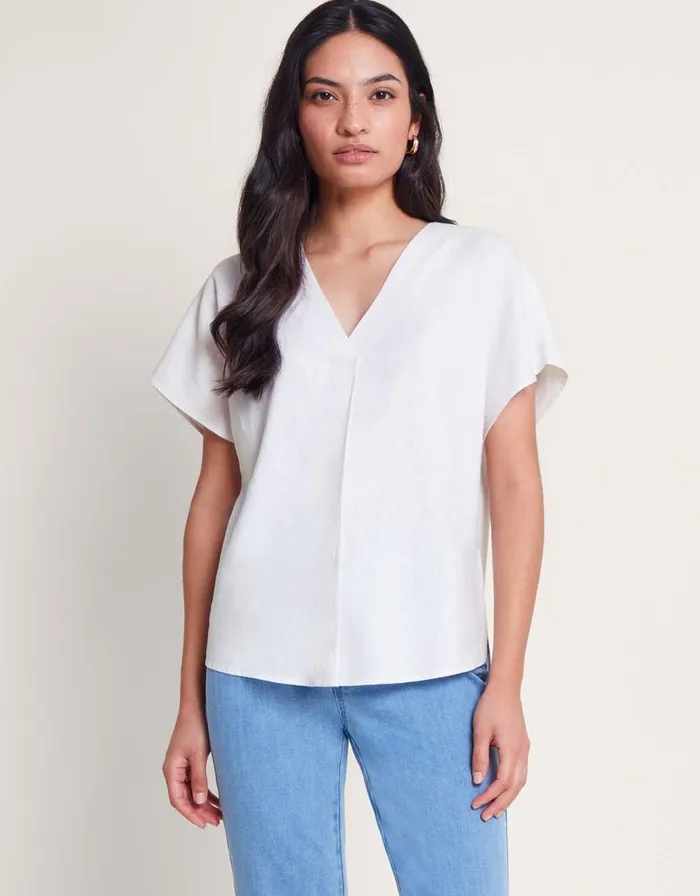 Monsoon Viola VNeck Pintuck TShirt White Women Tops and Blouses Monsoon Viola VNeck Pintuck TShirt White Women Tops and Blouses