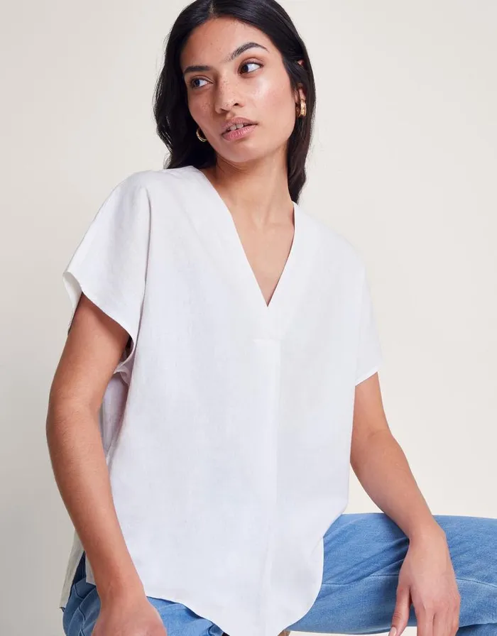 Monsoon Viola VNeck Pintuck TShirt White Women Tops and Blouses Monsoon Viola VNeck Pintuck TShirt White Women Tops and Blouses