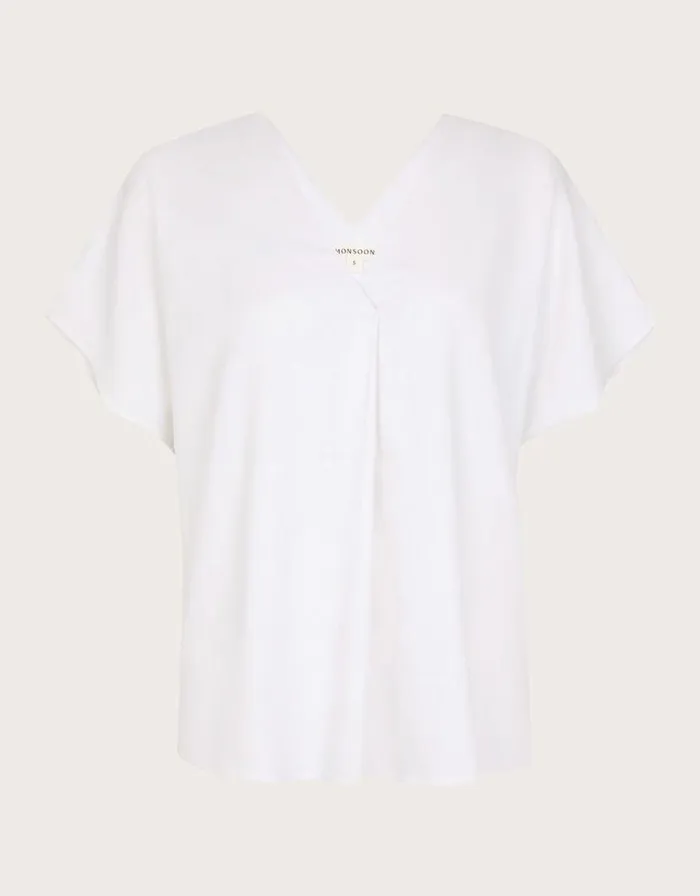 Monsoon Viola VNeck Pintuck TShirt White Women Tops and Blouses Monsoon Viola VNeck Pintuck TShirt White Women Tops and Blouses