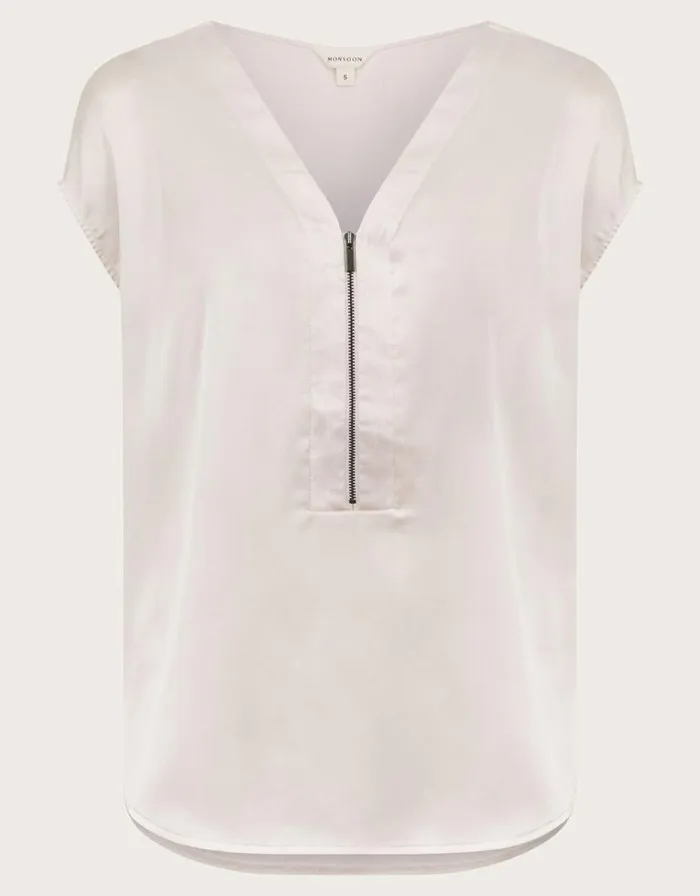 Monsoon Wilde Sleeveless Satin Top Cream Women Tops and Blouses Monsoon Wilde Sleeveless Satin Top Cream Women Tops and Blouses