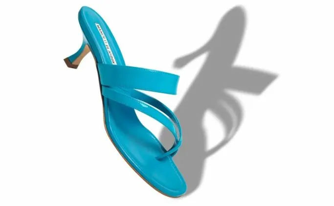 Mules Women Manolo Blahnik SUSATurquoise Patent Leather Mules
