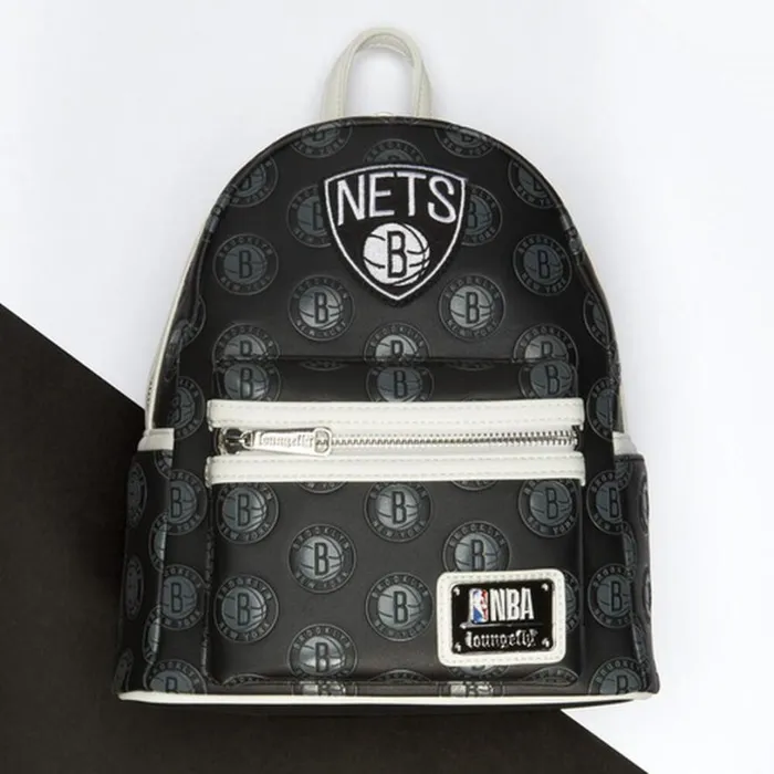NBA Brooklyn Nets Logo Mini Backpack Unisex Loungefly Bags and Wallets