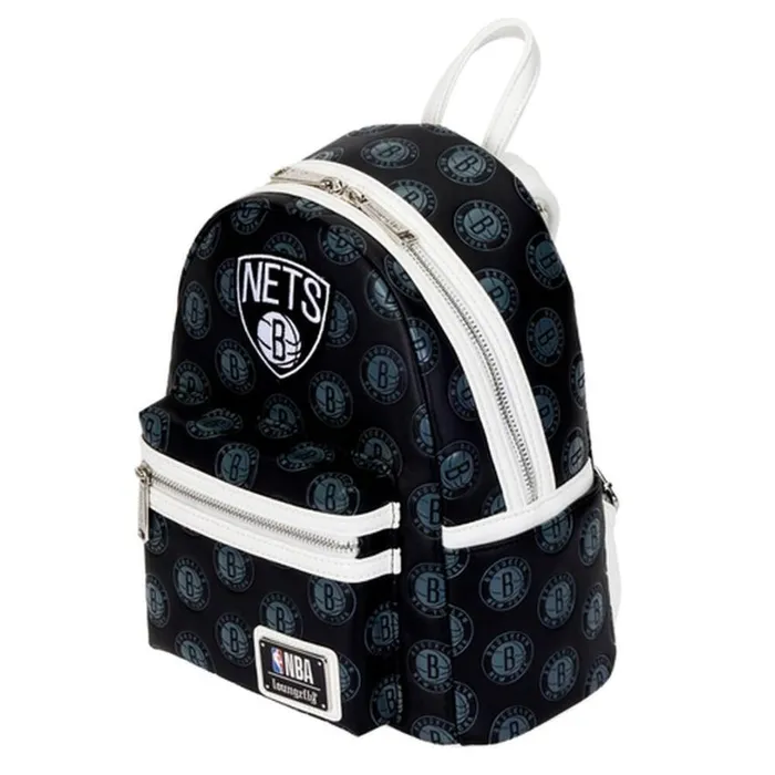 NBA Brooklyn Nets Logo Mini Backpack Unisex Loungefly Bags and Wallets