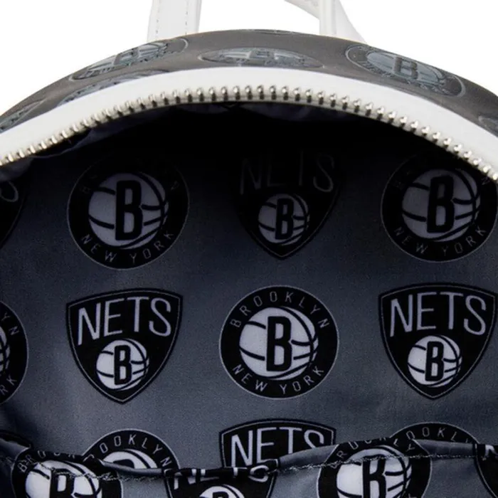 NBA Brooklyn Nets Logo Mini Backpack Unisex Loungefly Bags and Wallets