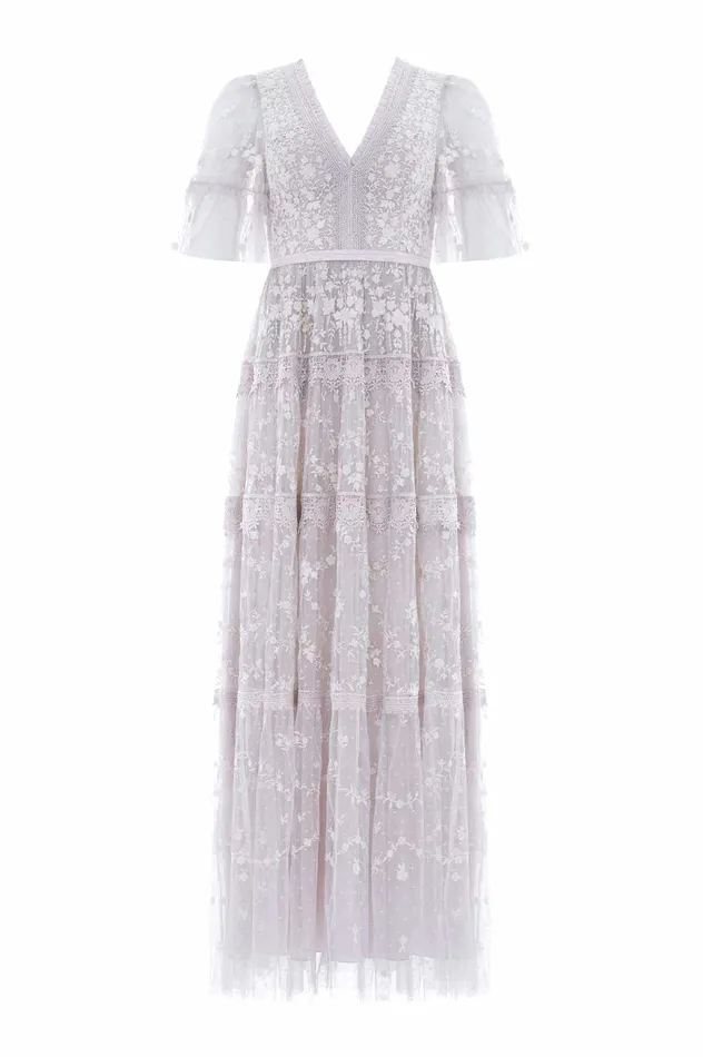 Needle and Thread Araminta Lace Gown Grey Women Embroidered Dresses