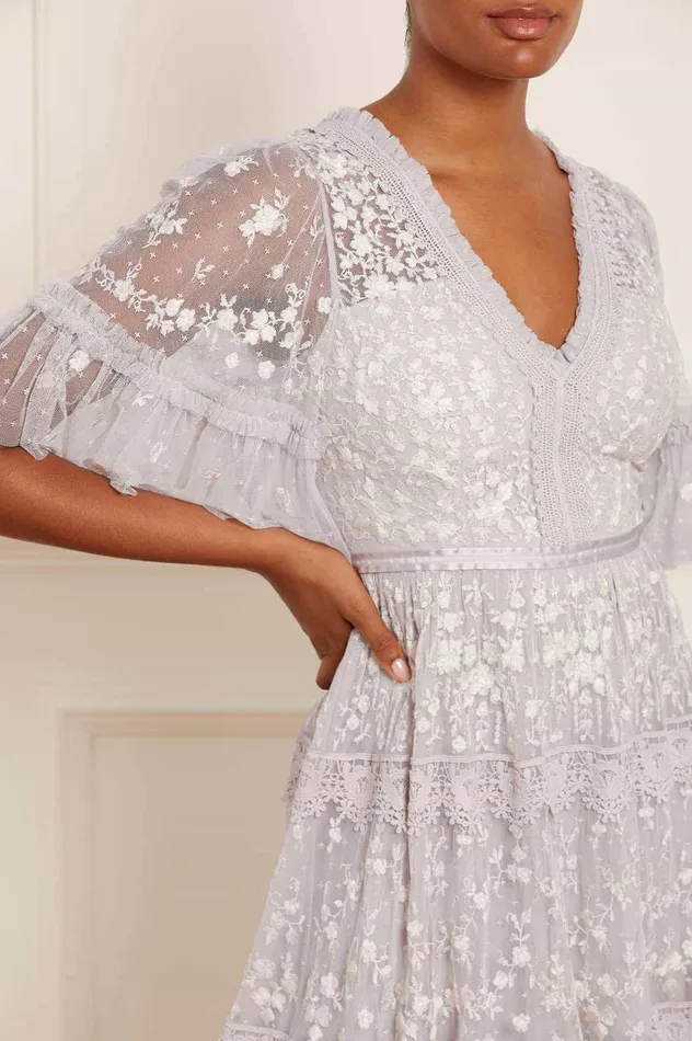 Needle and Thread Araminta Lace Gown Grey Women Embroidered Dresses