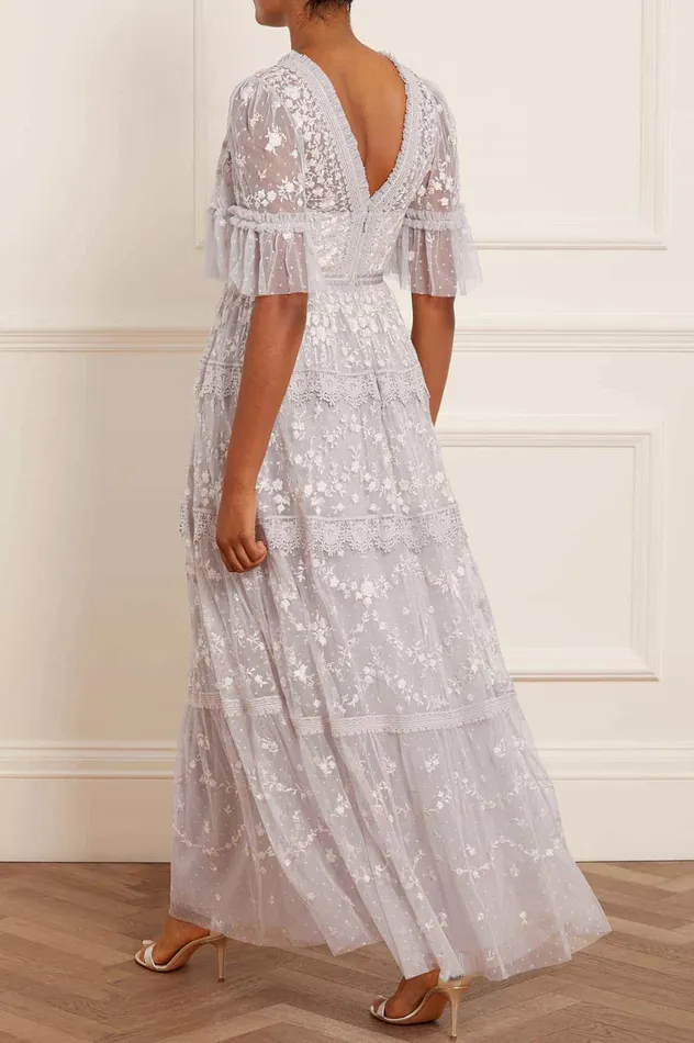 Needle and Thread Araminta Lace Gown Grey Women Embroidered Dresses