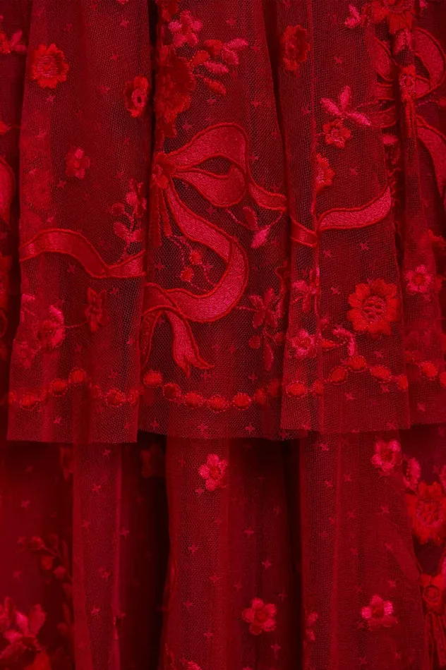 Needle and Thread Bonnie Bow Gown Red Women Embroidered Dresses
