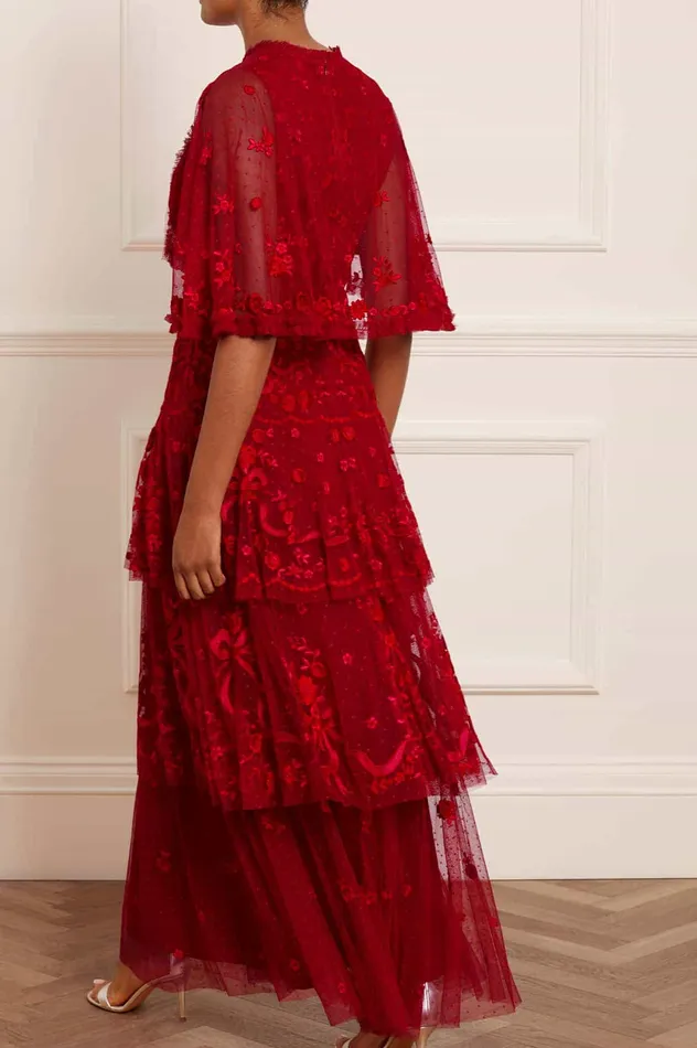 Needle and Thread Bonnie Bow Gown Red Women Embroidered Dresses