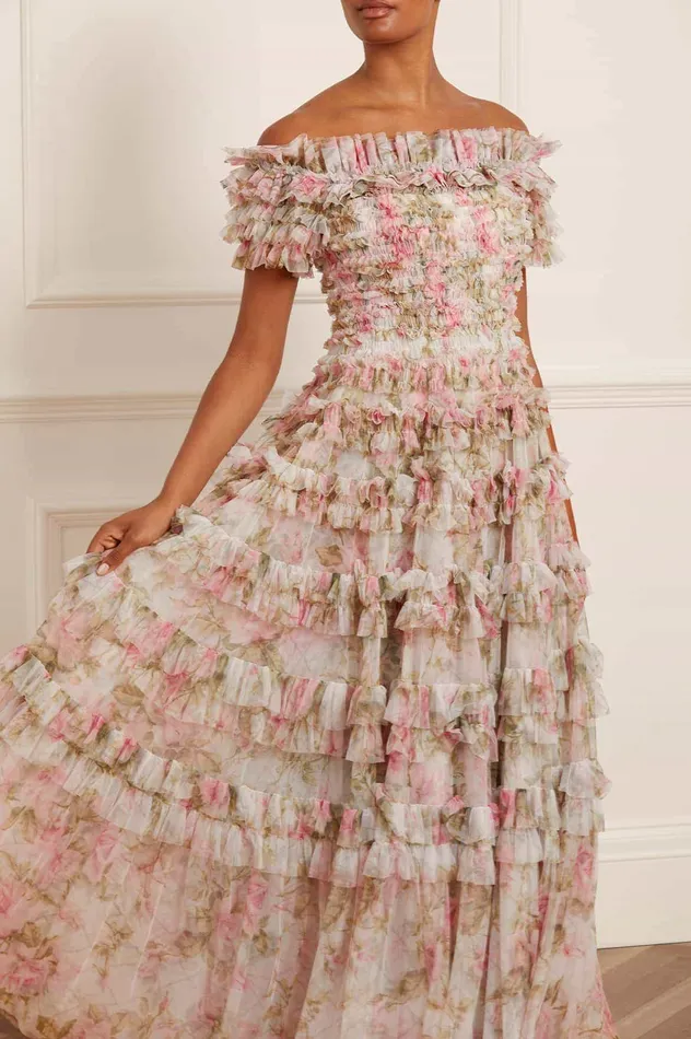 Needle and Thread English Rose Lisette Off Shoulder Gown Multi Women Printed Dresses Needle and Thread English Rose Lisette Off Shoulder Gown Multi Women Printed Dresses