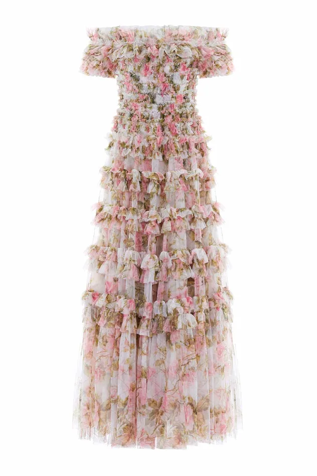 Needle and Thread English Rose Lisette Off Shoulder Gown Multi Women Printed Dresses