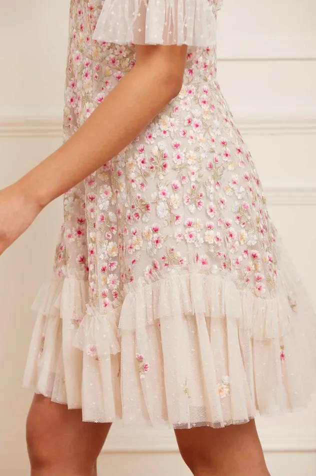 Needle and Thread Evening Primrose Micro Mini Dress Champagne Women Embroidered Dresses Needle and Thread Evening Primrose Micro Mini Dress Champagne Women Embroidered Dresses