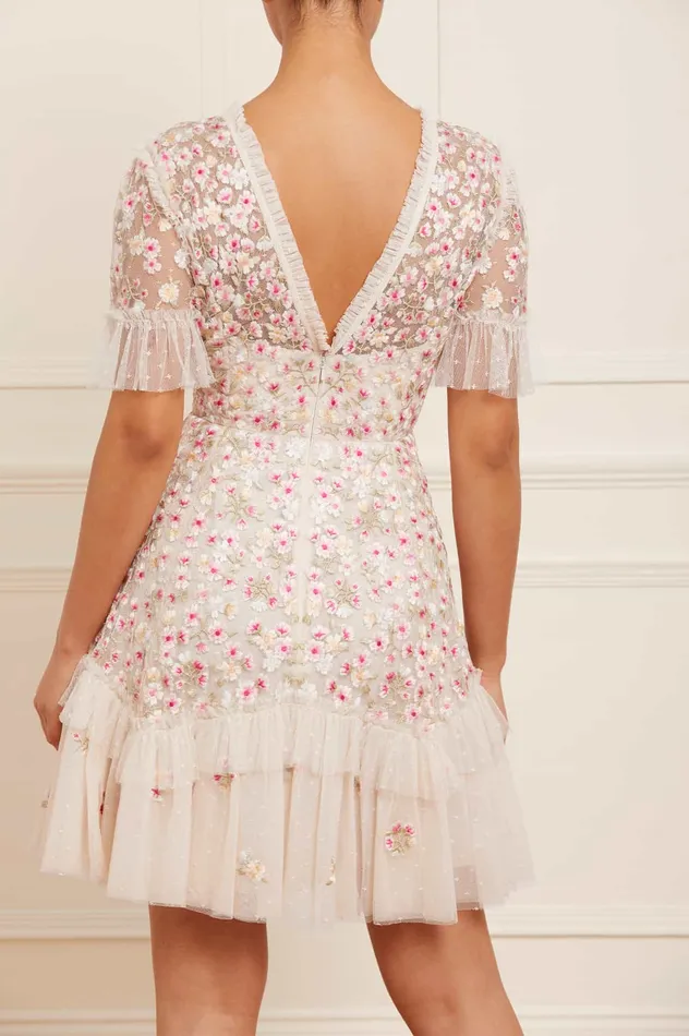 Needle and Thread Evening Primrose Micro Mini Dress Champagne Women Embroidered Dresses Needle and Thread Evening Primrose Micro Mini Dress Champagne Women Embroidered Dresses