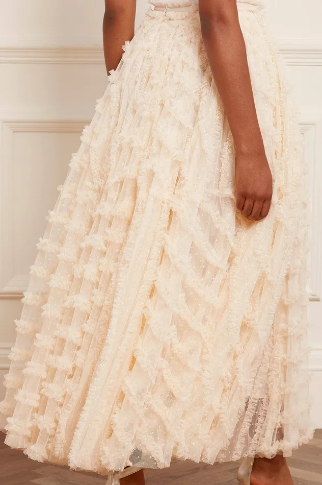 Needle and Thread Florence Ruffle Ankle Skirt Champagne Women Exclusives