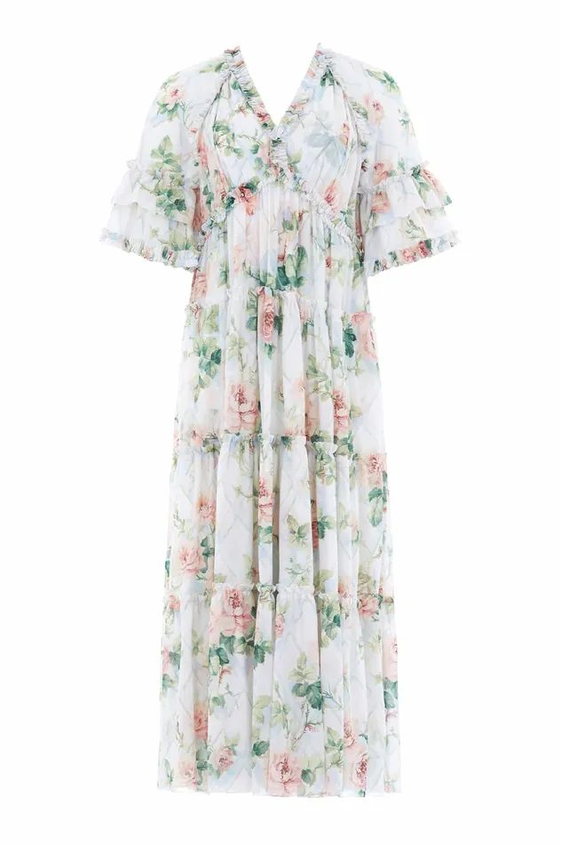Needle and Thread Harlequin Rose Dora Chiffon Ankle Gown Multi Women Printed Dresses Needle and Thread Harlequin Rose Dora Chiffon Ankle Gown Multi Women Printed Dresses