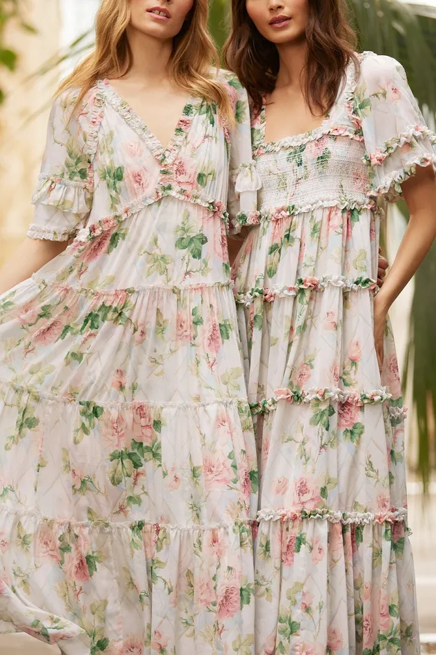 Needle and Thread Harlequin Rose Dora Chiffon Ankle Gown Multi Women Printed Dresses Needle and Thread Harlequin Rose Dora Chiffon Ankle Gown Multi Women Printed Dresses