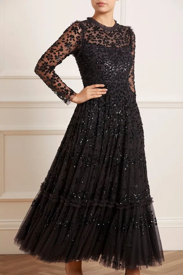 Needle and Thread Margot Ankle Gown Black Women Embellished Dresses