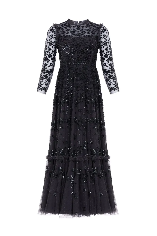 Needle and Thread Margot Ankle Gown Black Women Embellished Dresses