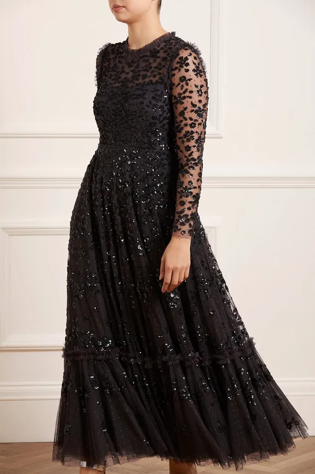 Needle and Thread Margot Ankle Gown Black Women Embellished Dresses