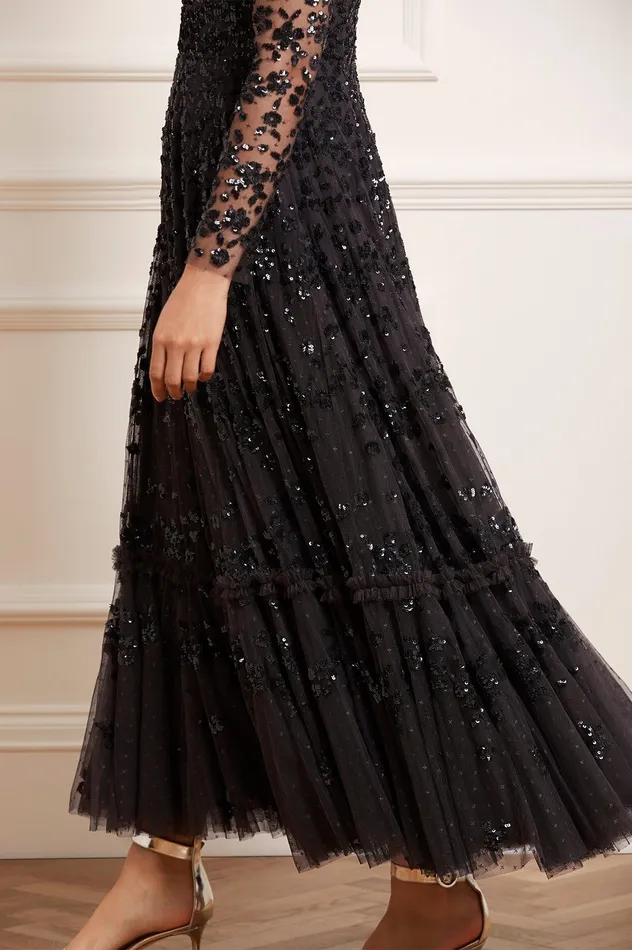 Needle and Thread Margot Ankle Gown Black Women Embellished Dresses