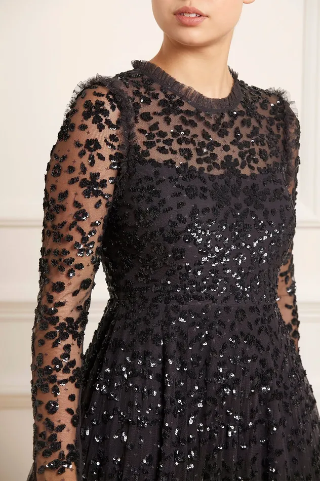 Needle and Thread Margot Ankle Gown Black Women Embellished Dresses