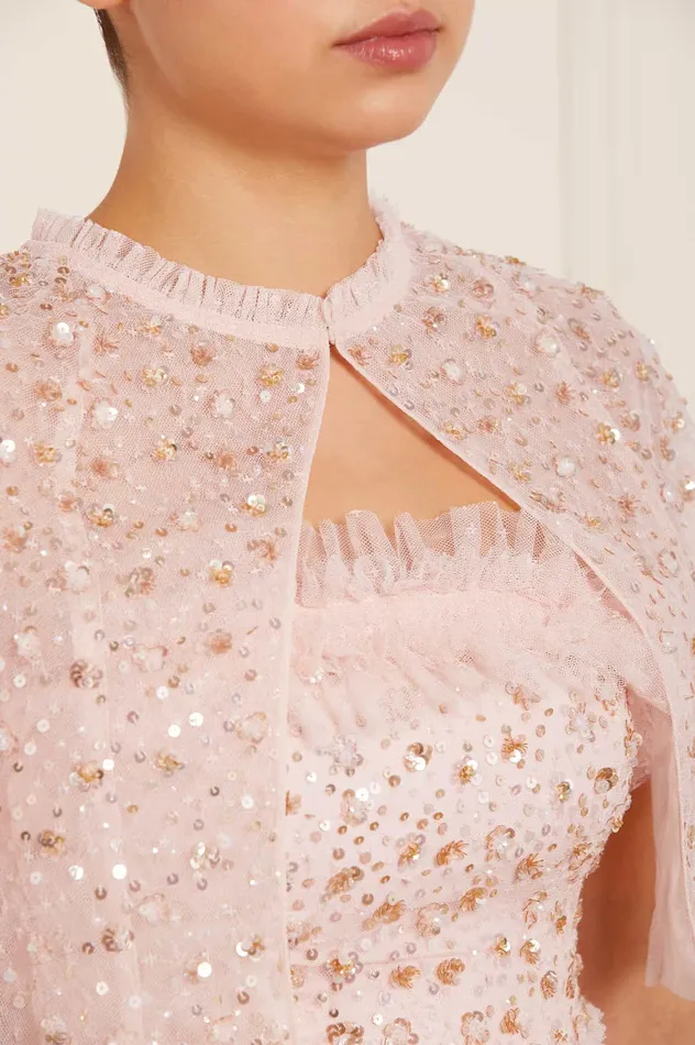 Needle and Thread Maybelle Sequin Short Cape Pink Women Capes