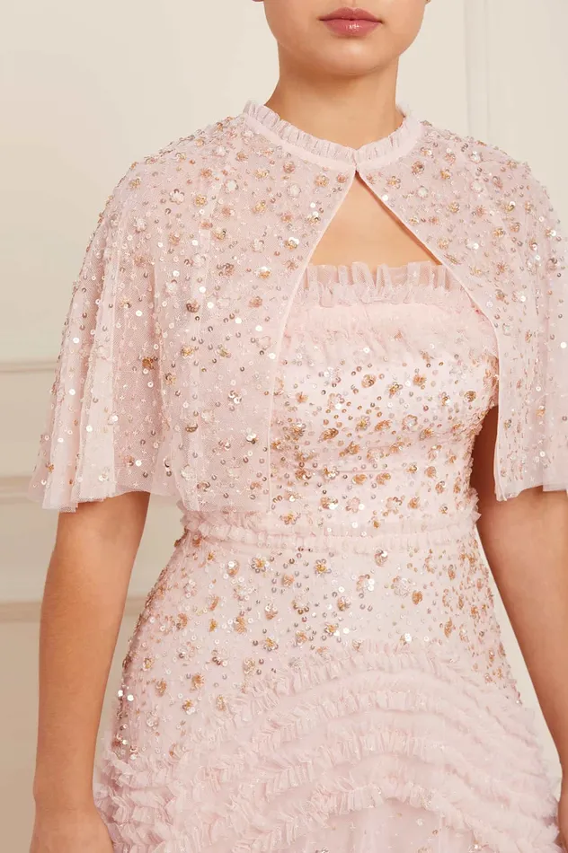 Needle and Thread Maybelle Sequin Short Cape Pink Women Capes