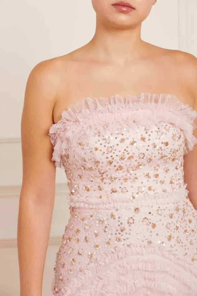 Needle and Thread Maybelle Sequin Strapless Gown Pink Women Embellished Dresses