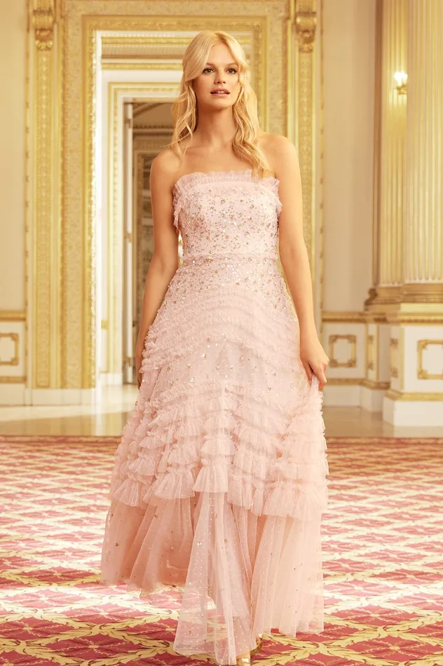 Needle and Thread Maybelle Sequin Strapless Gown Pink Women Embellished Dresses