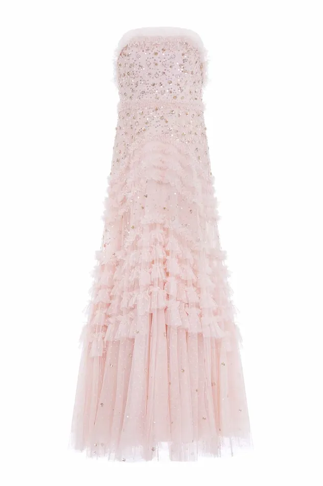 Needle and Thread Maybelle Sequin Strapless Gown Pink Women Embellished Dresses