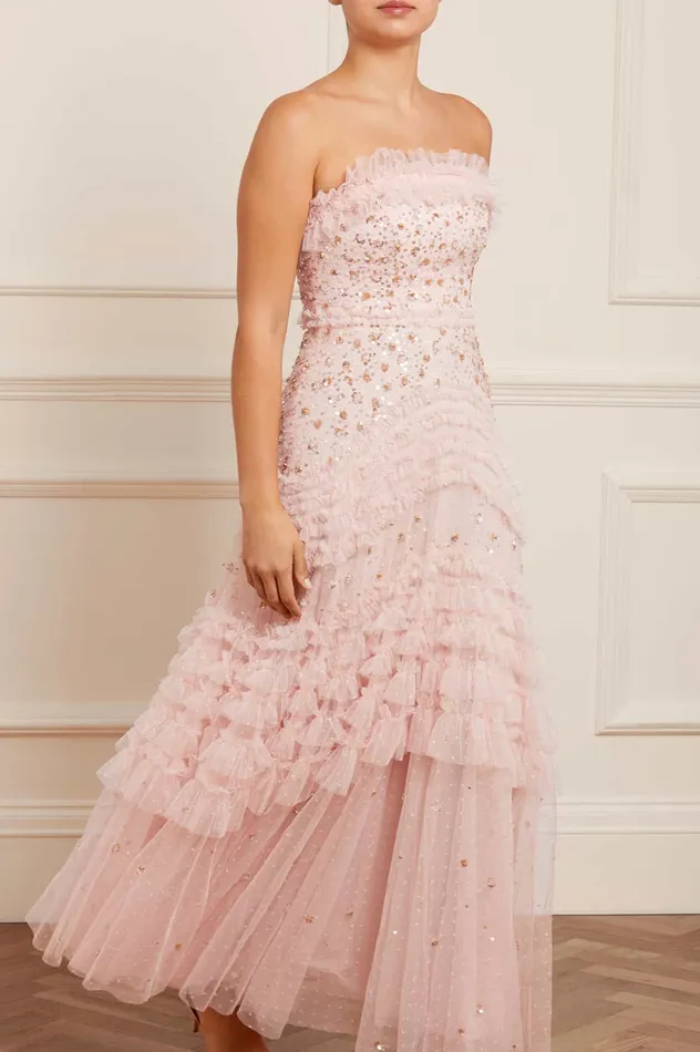 Needle and Thread Maybelle Sequin Strapless Gown Pink Women Embellished Dresses