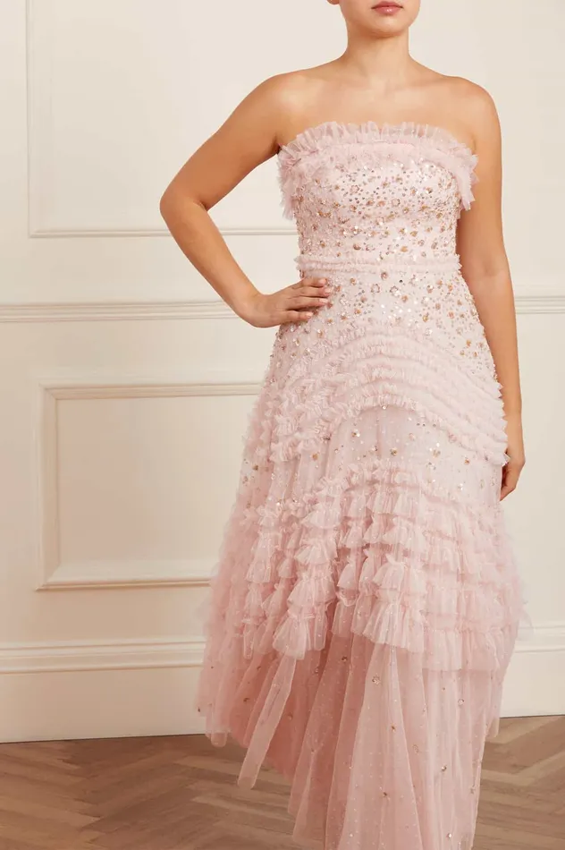 Needle and Thread Maybelle Sequin Strapless Gown Pink Women Embellished Dresses