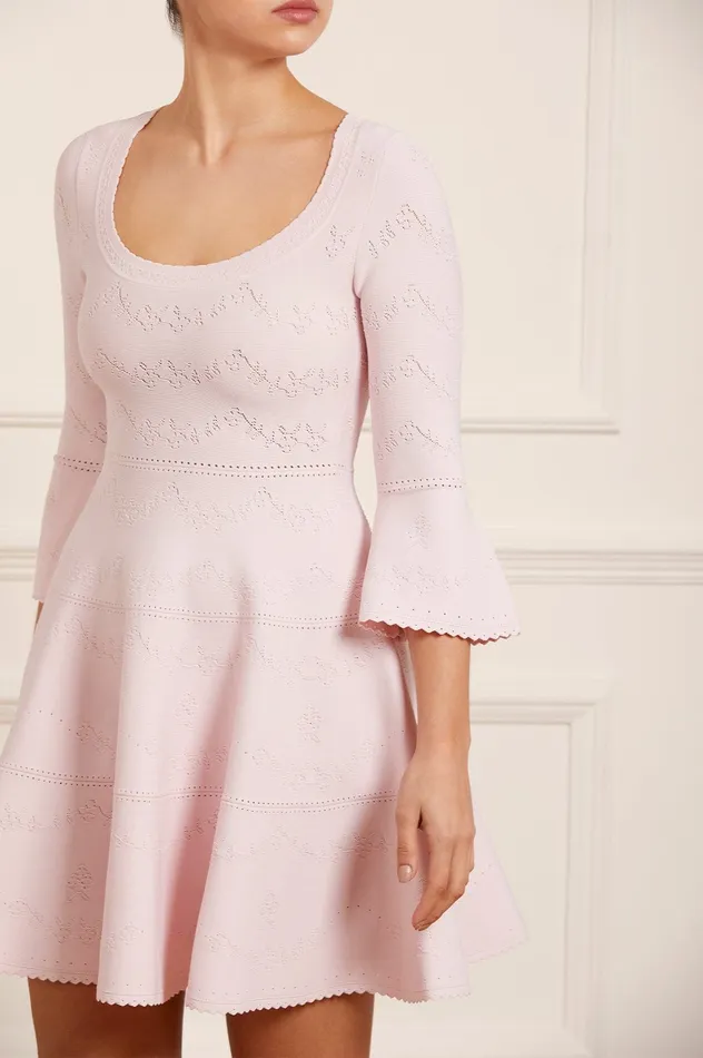 Needle and Thread Pretty Pointelle Knit Scoop Neck Mini Dress Pink Women Knitwear Needle and Thread Pretty Pointelle Knit Scoop Neck Mini Dress Pink Women Knitwear
