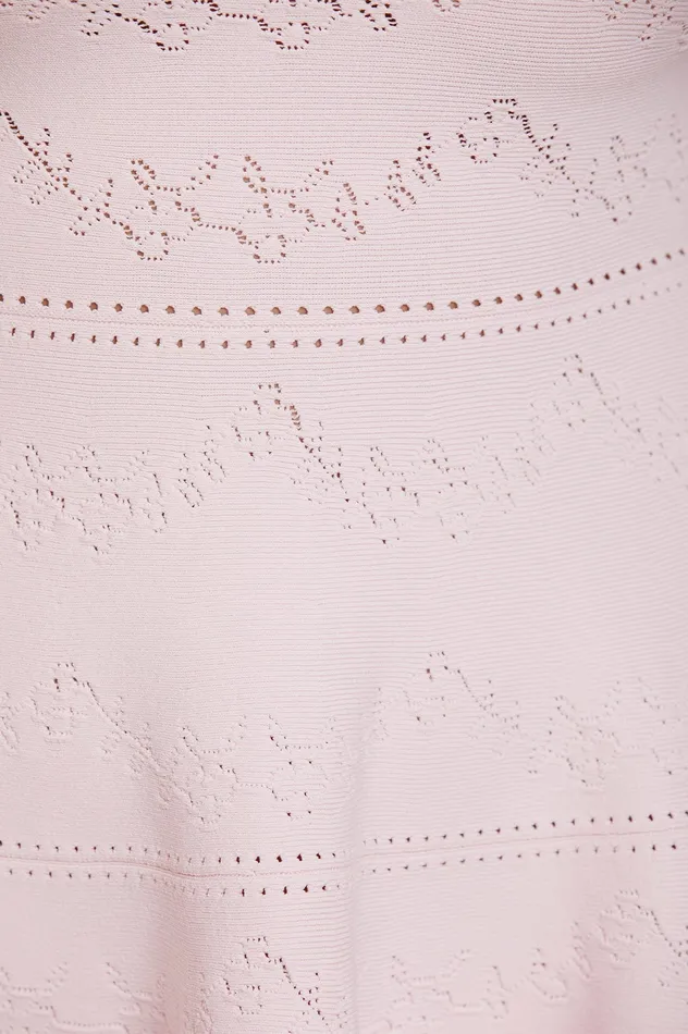 Needle and Thread Pretty Pointelle Knit Scoop Neck Mini Dress Pink Women Knitwear