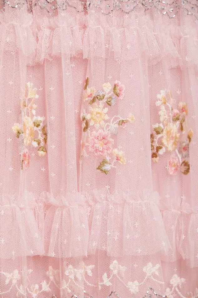 Needle and Thread Primrose Bouquet Long Sleeve Ankle Gown Pink Women Embroidered Dresses