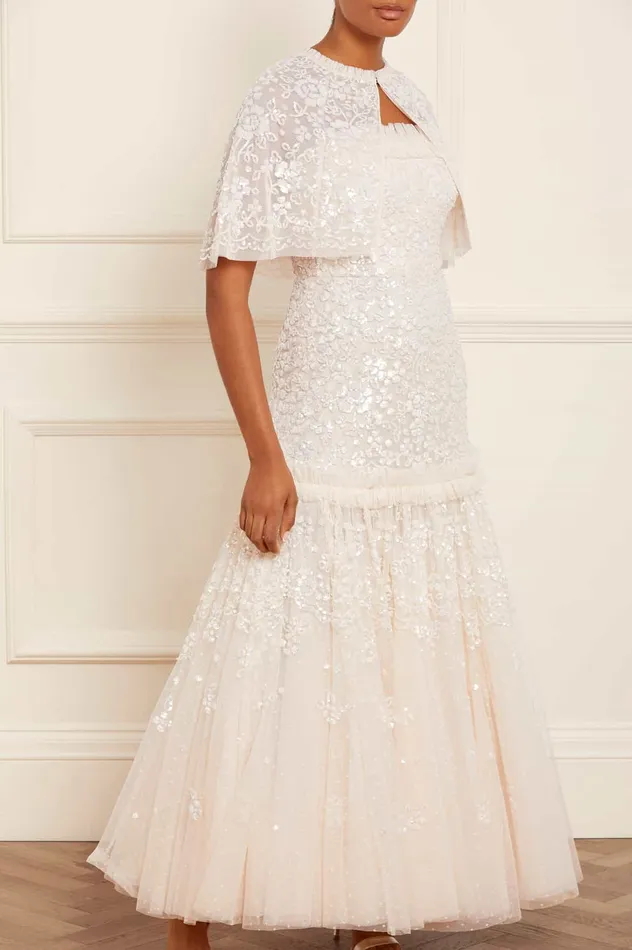 Needle and Thread Regal Rose Gloss Short Open Cape Champagne Women Capes