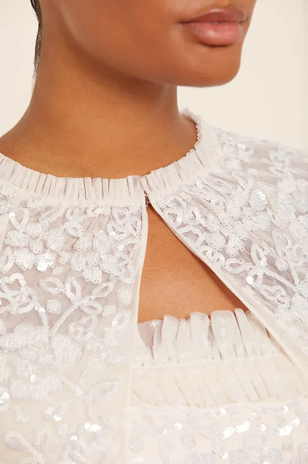 Needle and Thread Regal Rose Gloss Short Open Cape Champagne Women Capes