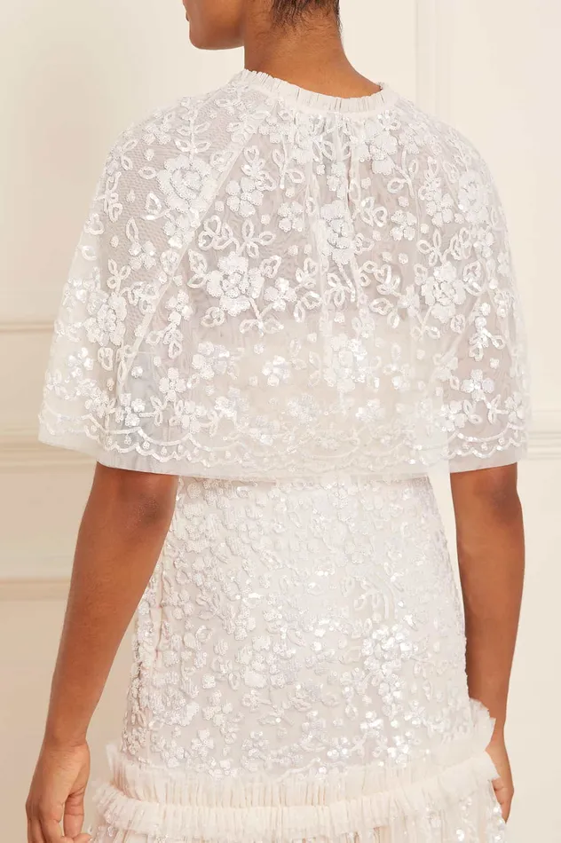 Needle and Thread Regal Rose Gloss Short Open Cape Champagne Women Capes
