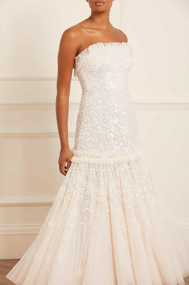 Needle and Thread Regal Rose Gloss Strapless Gown Champagne Women Evening Dresses