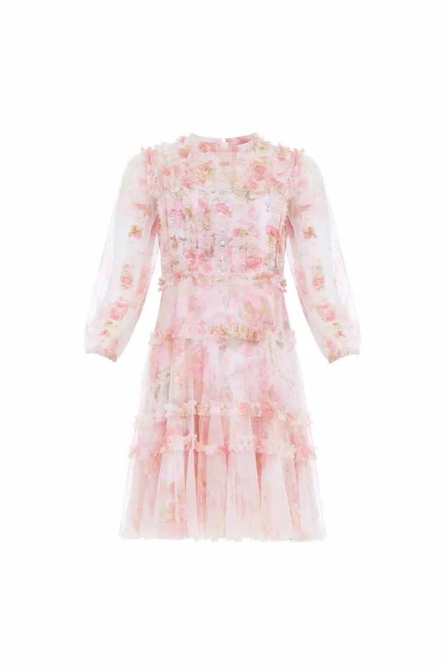 Needle and Thread Rose Bluebell Esme Micro Mini Dress Pink Women Printed Dresses