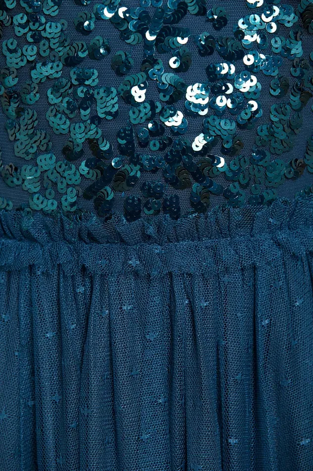 Needle and Thread Sequin Wreath Bodice OffShoulder Ankle Gown Blue Women Embellished Dresses