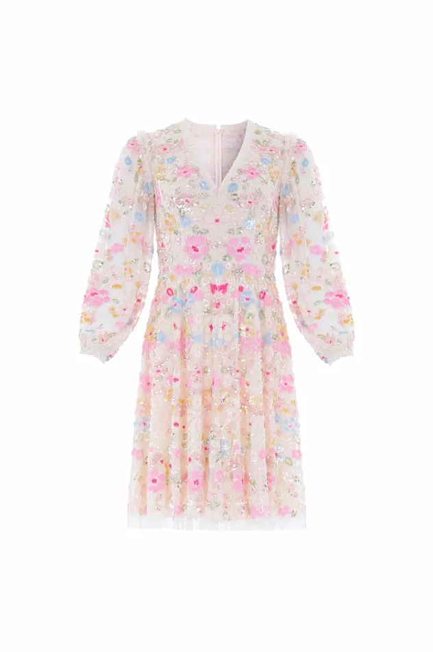 Needle and Thread Shimmer Fairytale VNeck Mini Dress Champagne Women Embellished Dresses Needle and Thread Shimmer Fairytale VNeck Mini Dress Champagne Women Embellished Dresses