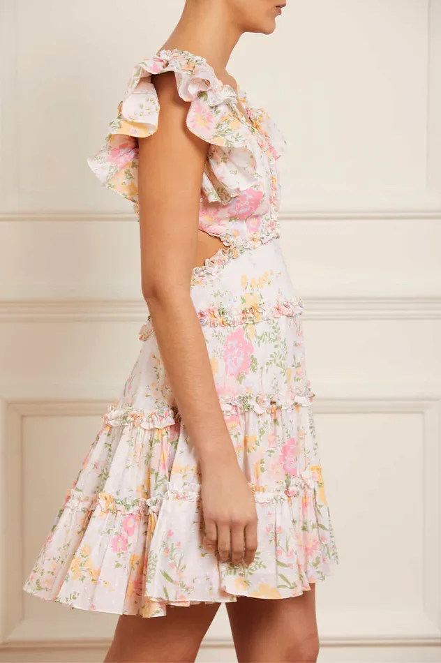 Needle and Thread Sunrise Bloom Backless Cotton Micro Mini Dress Multi Women Day Dresses