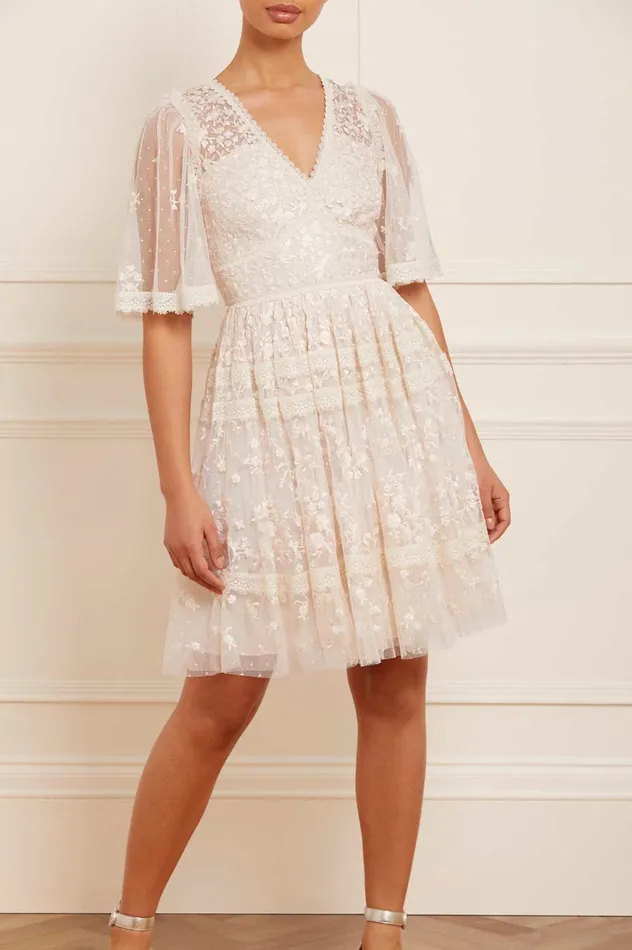 Needle and Thread Sweetheart Lace Mini Dress Champagne Women Embroidered Dresses Needle and Thread Sweetheart Lace Mini Dress Champagne Women Embroidered Dresses