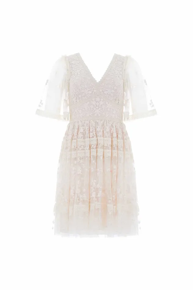 Needle and Thread Sweetheart Lace Mini Dress Champagne Women Embroidered Dresses Needle and Thread Sweetheart Lace Mini Dress Champagne Women Embroidered Dresses