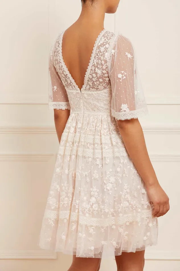 Needle and Thread Sweetheart Lace Mini Dress Champagne Women Embroidered Dresses Needle and Thread Sweetheart Lace Mini Dress Champagne Women Embroidered Dresses
