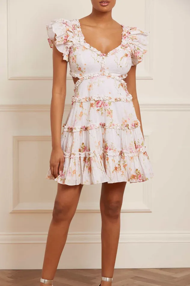 Needle and Thread Trailing Blooms Cotton Backless Micro Mini Dress Multi Women Day Dresses Needle and Thread Trailing Blooms Cotton Backless Micro Mini Dress Multi Women Day Dresses