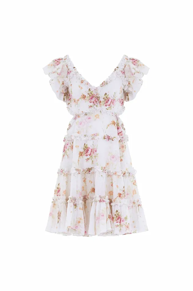 Needle and Thread Trailing Blooms Cotton Backless Micro Mini Dress Multi Women Day Dresses Needle and Thread Trailing Blooms Cotton Backless Micro Mini Dress Multi Women Day Dresses